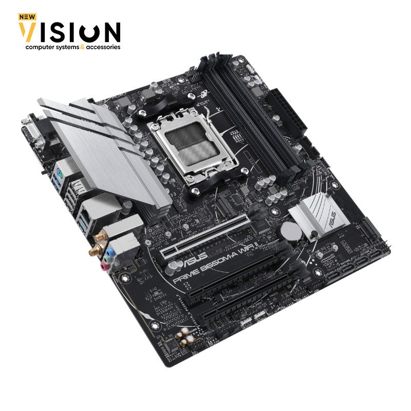 ASUS PRIME B650M-A WIFI II Micro-ATX motherboard DDR5-1 ASUS PRIME B650M-A WIFI II Micro-ATX motherboard DDR5 — PCIe 5.0 M.2 support, Realtek 2.5Gb Ethernet, Wi-Fi 6, DisplayPort, VGA, HDMI, SATA 6 Gbps, USB 3.2 Gen 2 ports, front USB 3.2 Gen 1 Type-C, BIOS FlashBack, Aura Sync - الصورة 3
