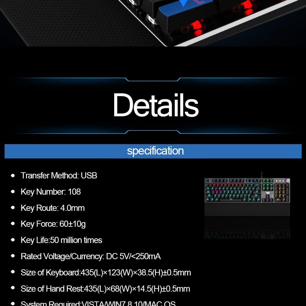 61aWRemXY8L._AC_SL1000_.jpg AULA F3087 Gaming Keyboard -Black Switch - الصورة 2
