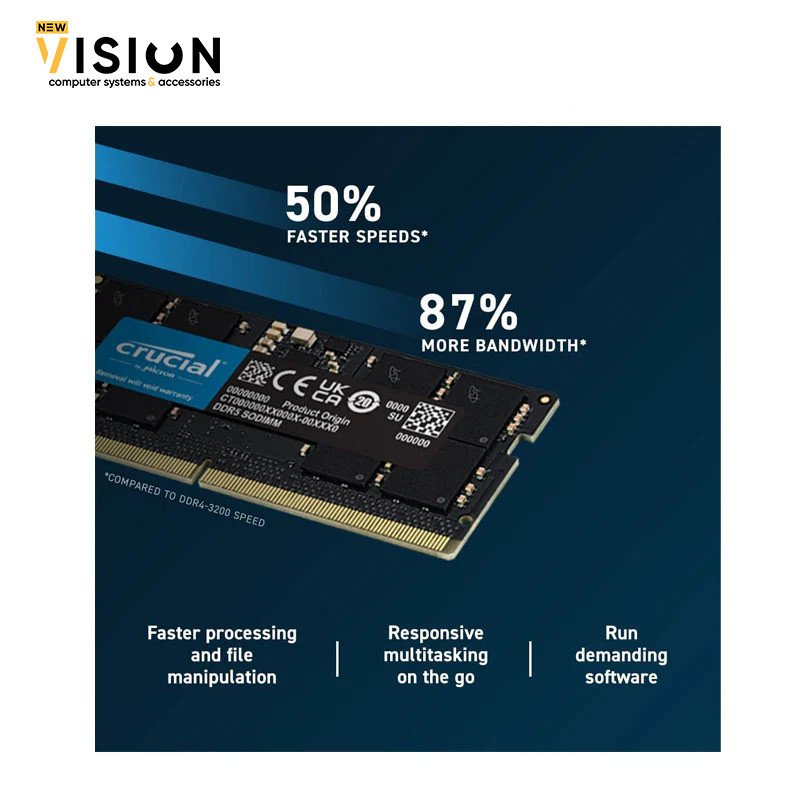 Crucial 16GB DDR5 4800MHZ Laptop Memory-4 Crucial 16GB DDR5 4800MHZ Laptop Memory - الصورة 3