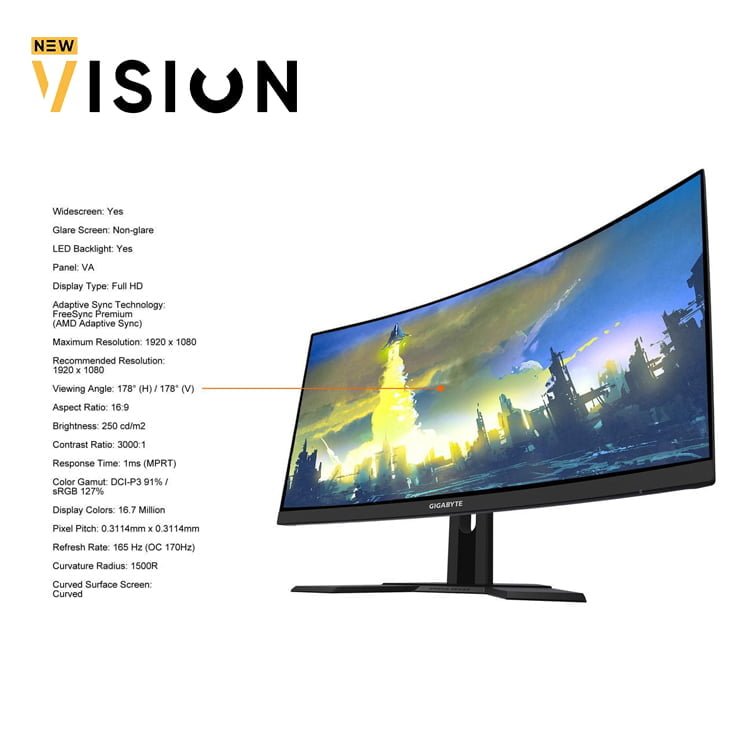 GIGABYTE-G27FC-A-27-165Hz-1920-x-1080-1ms-6.jpg GIGABYTE G27FC A 27" 165Hz 1920 x 1080 1ms ,Curved Gaming Monitor - الصورة 3
