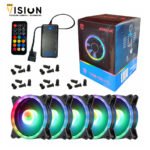 ⁦JEDEL 5 Pack RGB Case Fans 120MM LED Cooling With HUB + Remote⁩ - الصورة ⁦2⁩