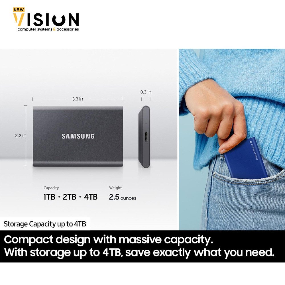 Samsung T7 2Tb Grey External Solid State Drive SSD-4 Samsung T7 2Tb Grey External Solid State Drive SSD - الصورة 5