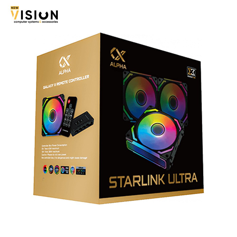 XIGMATEK Starlink Ultra (3PCS Black Easy Clip On & Smart Link Fan Xigmatek Starlink Ultra ARGB