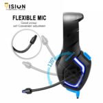 Onikuma K1B BLUE Gaming Headset – 7.1 Surround Sound – 50MM Drivers – Noise Canceling Mic - الصورة 4