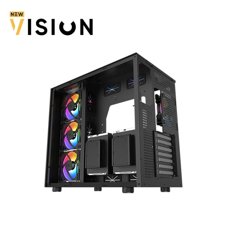 xigmatek-aquarius-pro-black-with-7-rgb-fan-2.jpg Xigmatek Aquarius Pro Black with 7 RGB Fan - الصورة 5