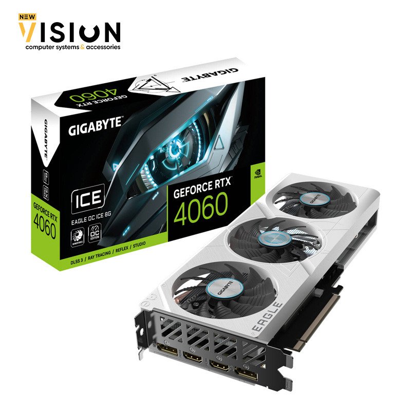 Gigabyte GeForce RTX 4060 EAGLE OC ICE 8G Graphic Card - White-1 Gigabyte GeForce RTX 4060 EAGLE OC ICE 8G Graphic Card - White - الصورة 1