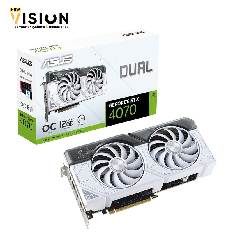 ASUS Dual GeForce RTX™ 4070 White OC Edition 12GB GDDR6X PCIe 4.0, 12GB GDDR6-1 ASUS Dual GeForce RTX™ 4070 White OC Edition 12GB GDDR6X PCIe 4.0, 12GB GDDR6 - الصورة 1