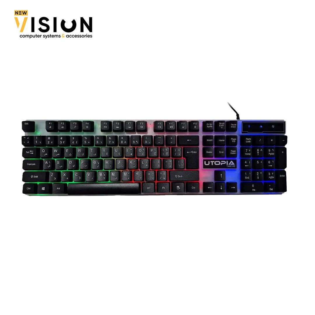 Utopia BA-505 Gaming Keyboard with Rainbow LED Lighting and Plastic Gaming Surface-2 Utopia BA-505 Gaming Keyboard with Rainbow LED Lighting and Plastic Gaming Surface - الصورة 2