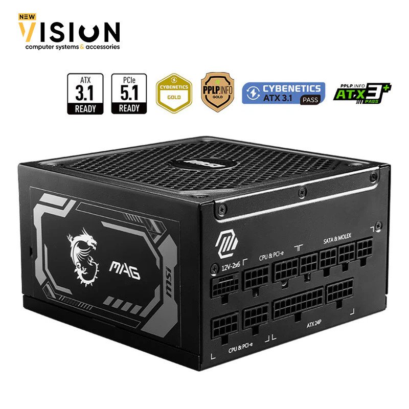 MSI MAG A1000GL PCIE 5 Gaming Power Supply - ATX 3.1 & PCIE 5.1 Ready - Full Modular - 80 Plus Gold Certified 1000W - Compact Size - ATX PSU-1 MSI MAG A1000GL PCIE 5 Gaming Power Supply - ATX 3.1 & PCIE 5.1 Ready - Full Modular - 80 Plus Gold Certified 1000W - Compact Size - ATX PSU - الصورة 1