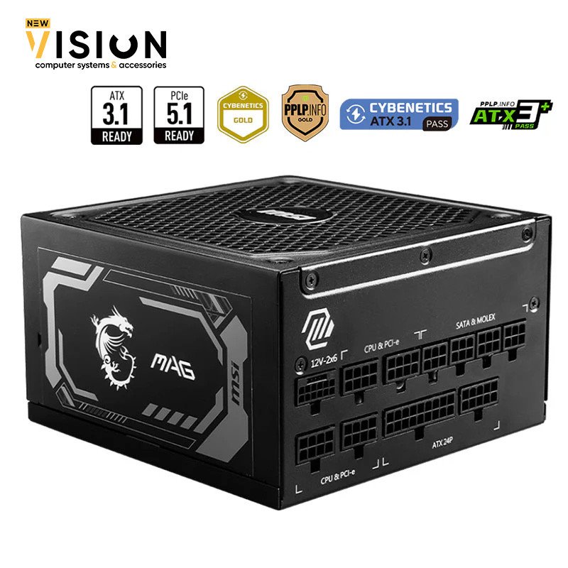 MSI MAG A1250GL PCIE 5 Gaming Power Supply - ATX 3.1 & PCIE 5.1 Ready - Full Modular - 80 Plus Gold Certified 1250W - Compact Size - ATX PSU-1 MSI MAG A1250GL PCIE 5 Gaming Power Supply - ATX 3.1 & PCIE 5.1 Ready - Full Modular - 80 Plus Gold Certified 1250W - Compact Size - ATX PSU - الصورة 1