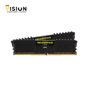 "CORSAIR Vengeance LPX 16GB DDR4 3200 MHz memory module, black design with heat spreader, 1x16GB capacity, C16 latency for high-performance gaming and multitasking."